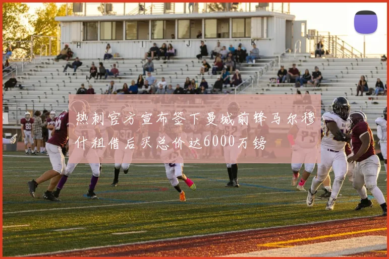 热刺官方宣布签下曼城前锋马尔穆什租借后买总价达6000万镑